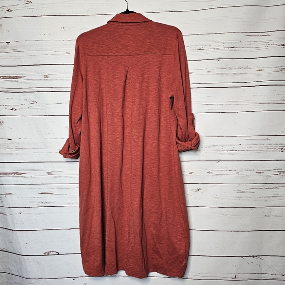 Soft Surroundings Rust Button Front Tie Waist Dress - Picture 3 of 11